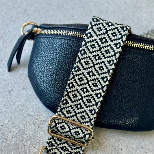 Black and Cream Bag Strap