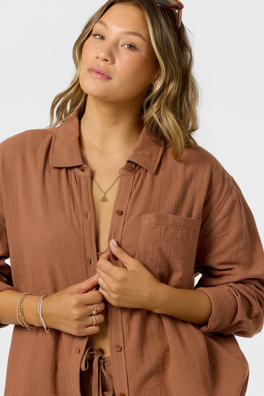 Leni Relaxed Long Sleeve - Carob Brown