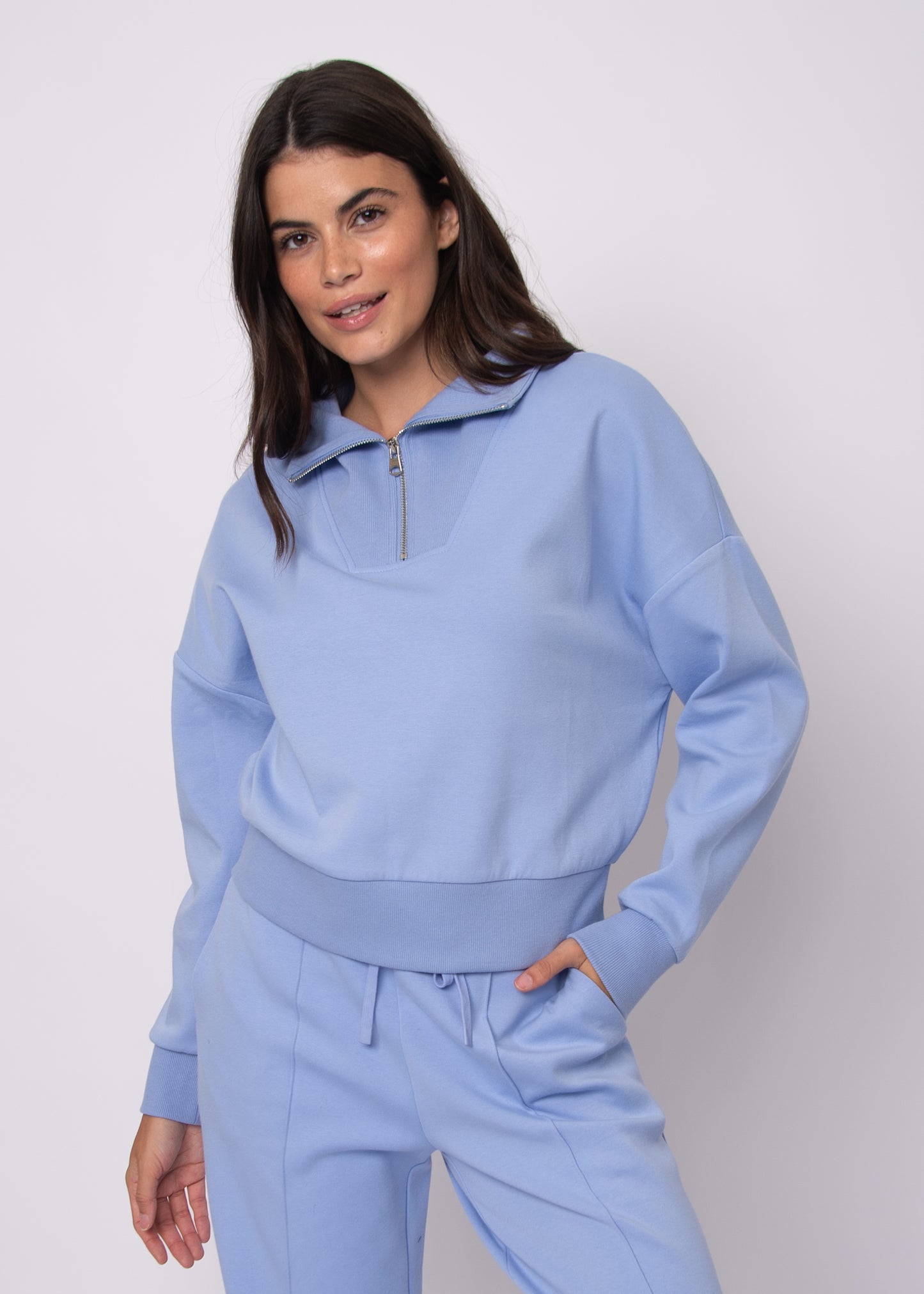 Seanni Soft Knit Half Zip - Periwinkle