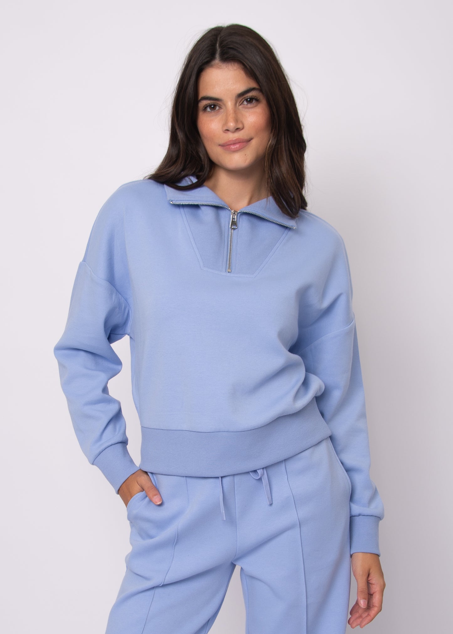 Seanni Soft Knit Half Zip - Periwinkle