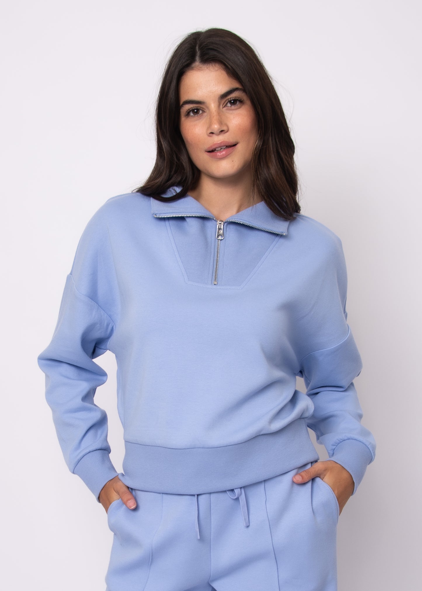 Seanni Soft Knit Half Zip - Periwinkle