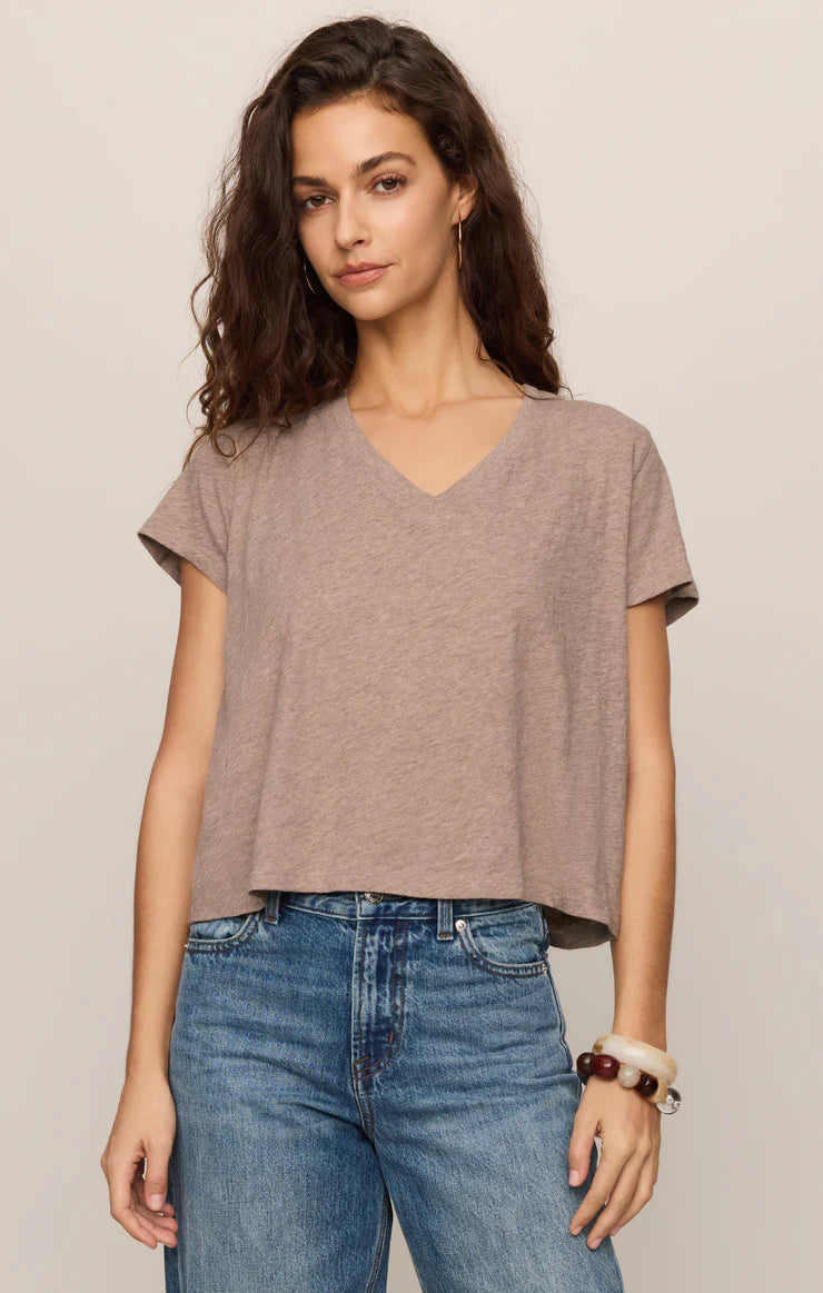 Nomad V Neck Tee - Heather Ash