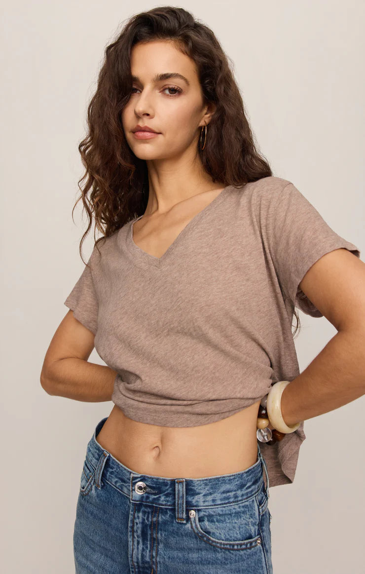 Nomad V Neck Tee - Heather Ash