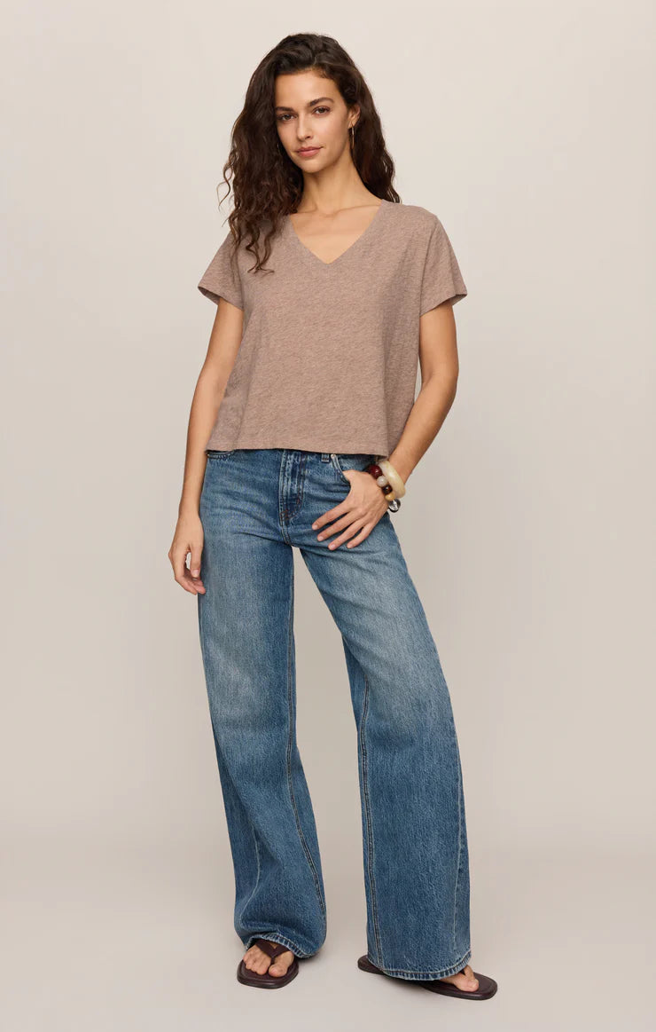 Nomad V Neck Tee - Heather Ash