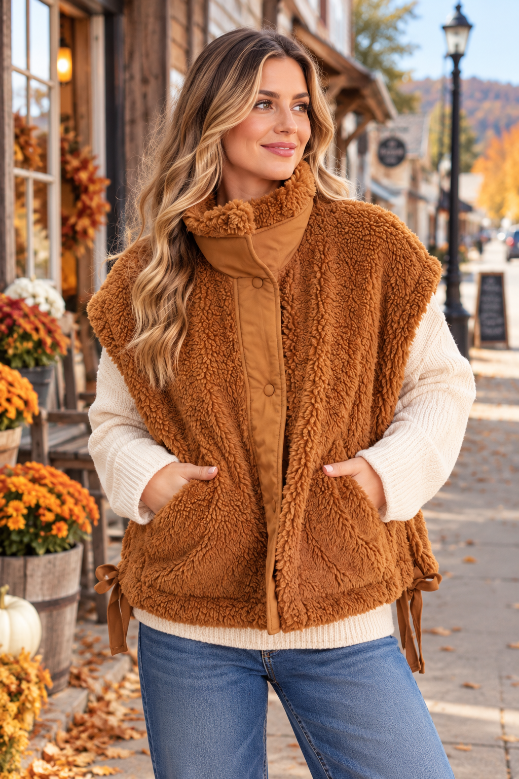 Teddy Vest - Caramel