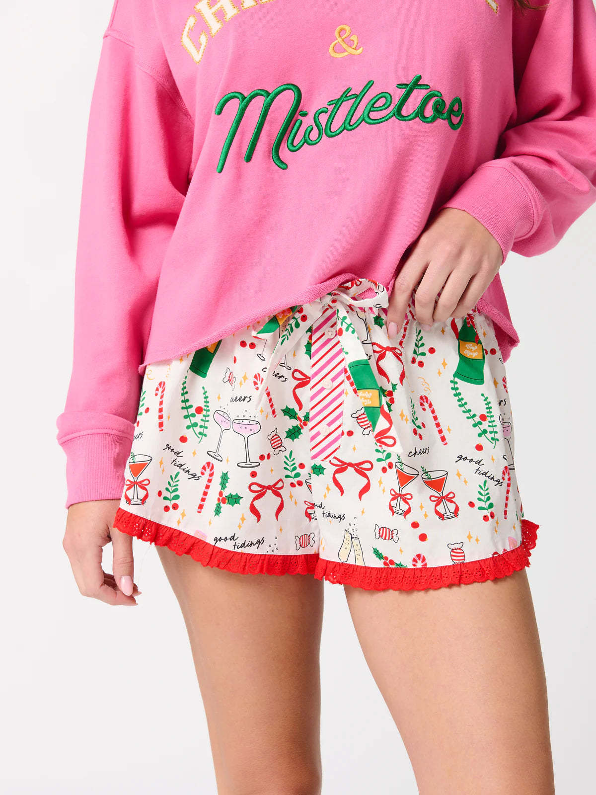 "Champagne & Mistletoe" Lounge Sweatshirt + Celebration Boxer