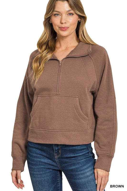 Lou 1/4 Zip - Brown
