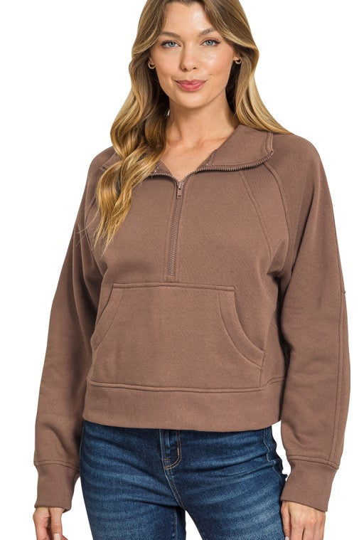 Lou 1/4 Zip - Brown