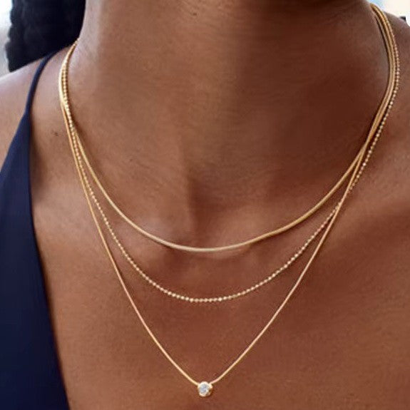 Triple Layered Rhinestone Necklace