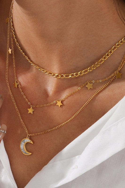 Star & Moon Layer Necklace