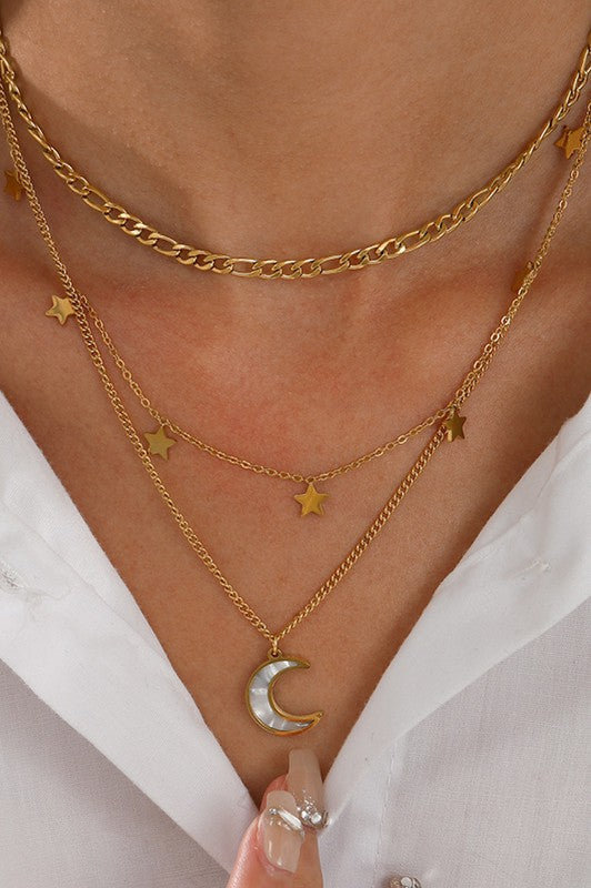 Star & Moon Layer Necklace