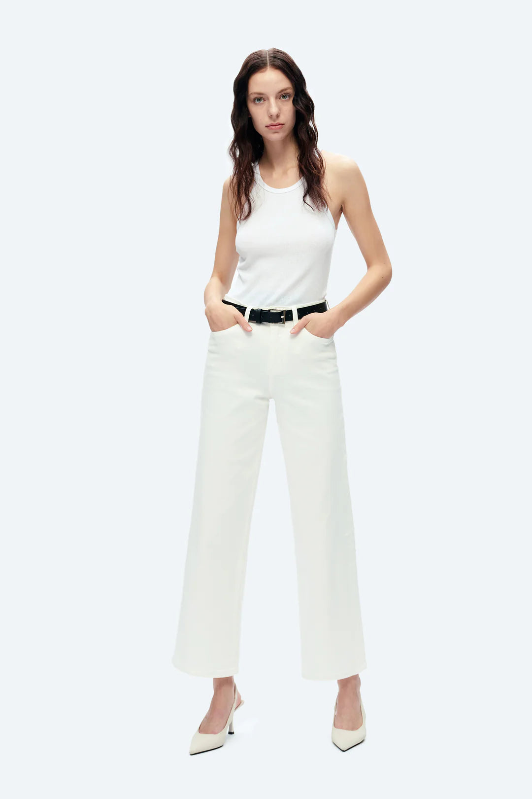 Jenna High Rise Wide Leg Denim - White