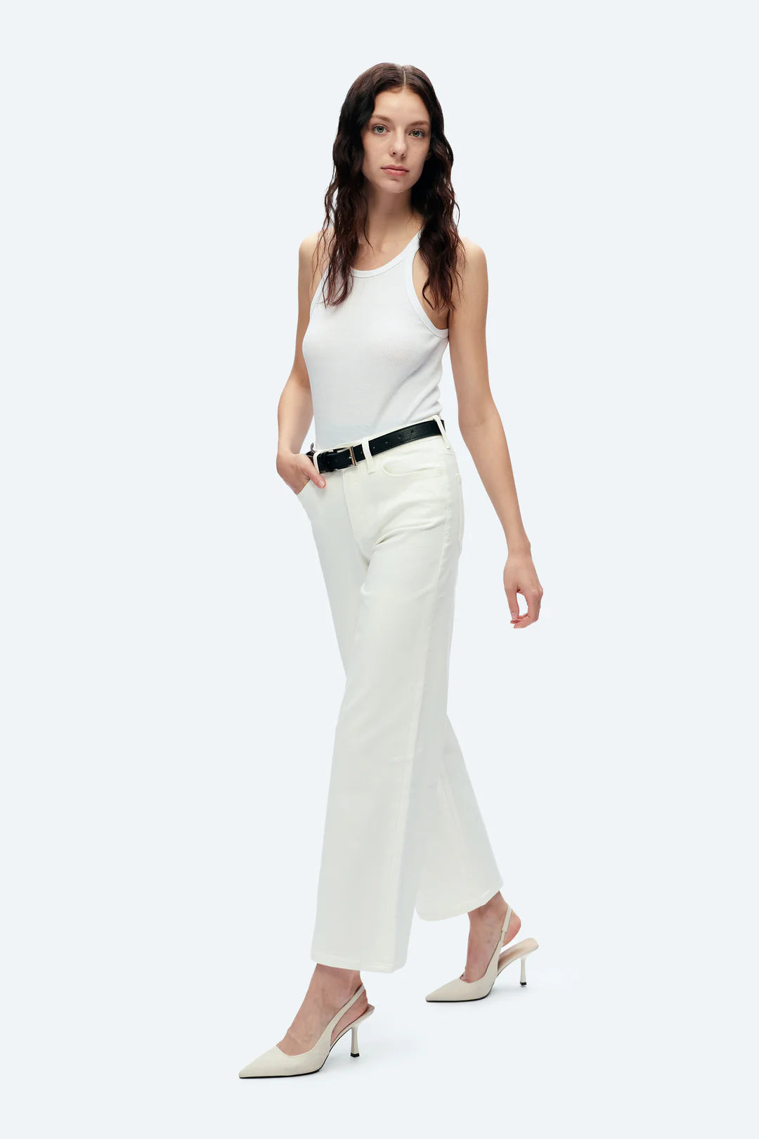 Jenna High Rise Wide Leg Denim - White