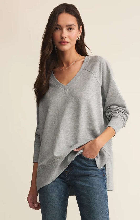 V Neck Weekender - Heather Grey