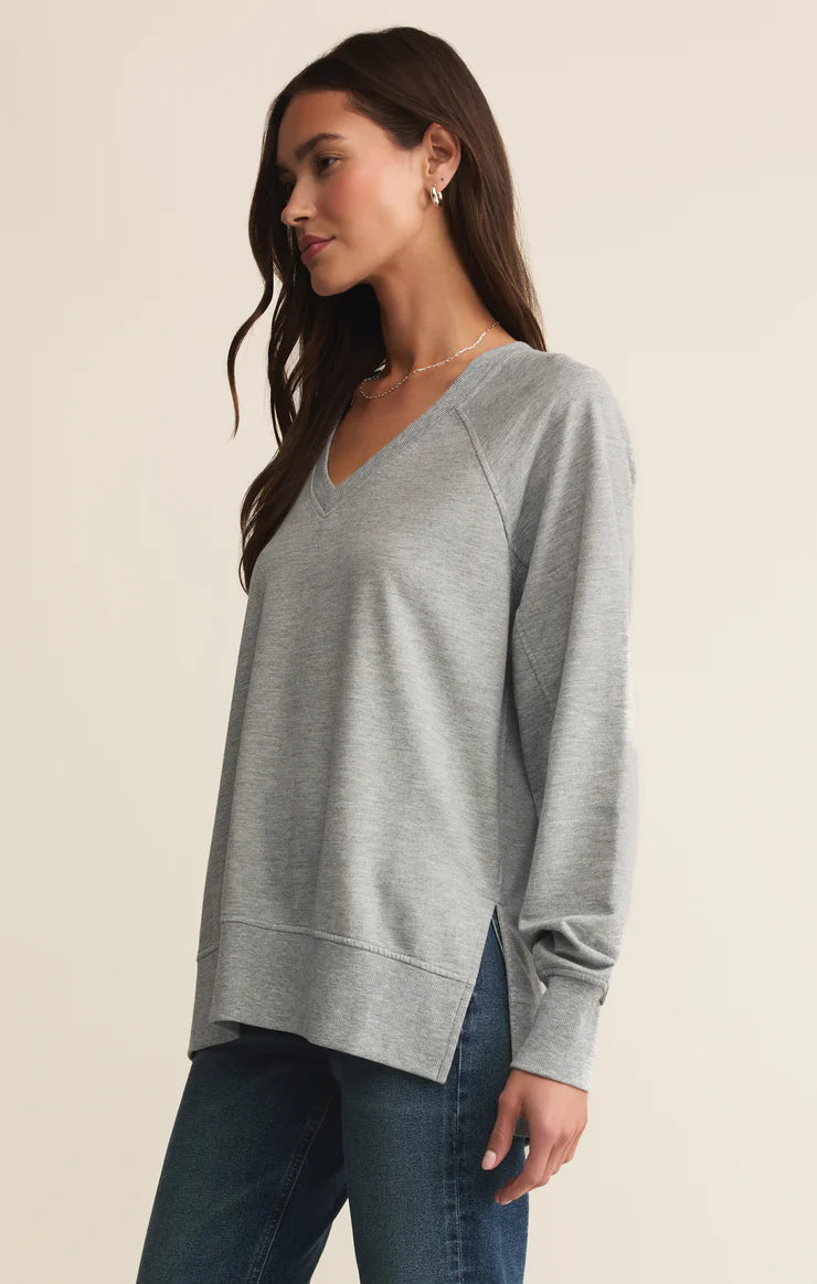 V Neck Weekender - Heather Grey