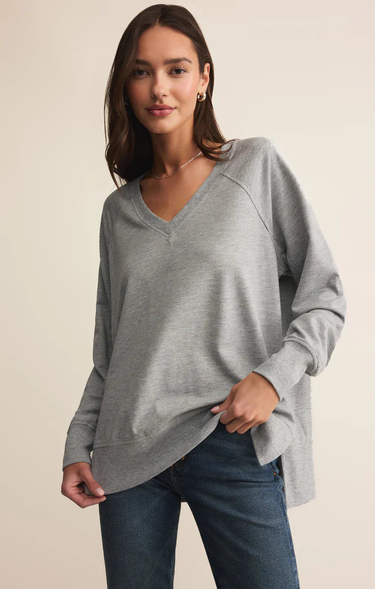 V Neck Weekender - Heather Grey