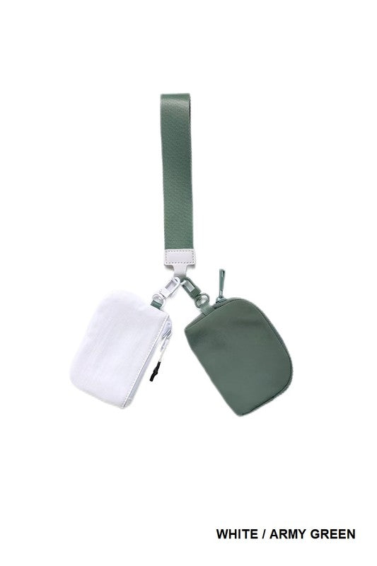 Wristlet Keychain lululemon Dupe - White/Army Green