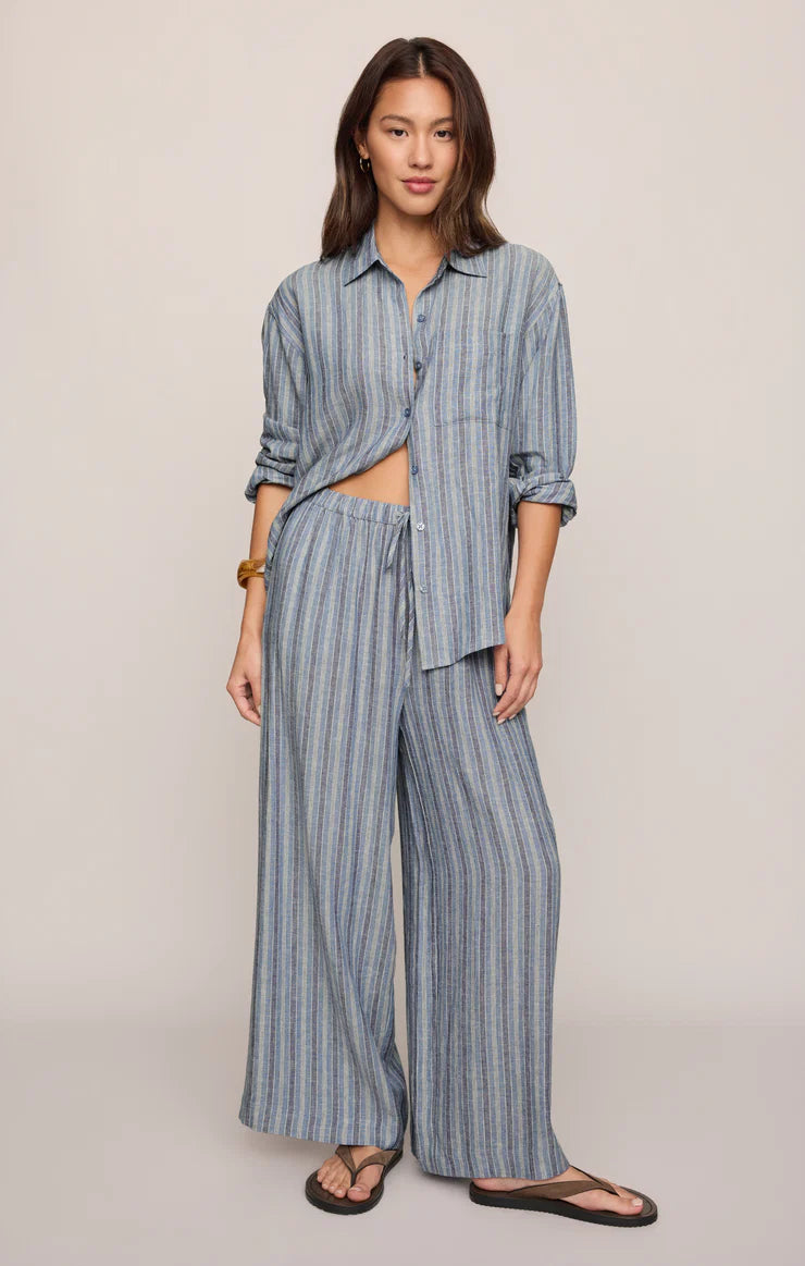 Indigo Striped Button Up