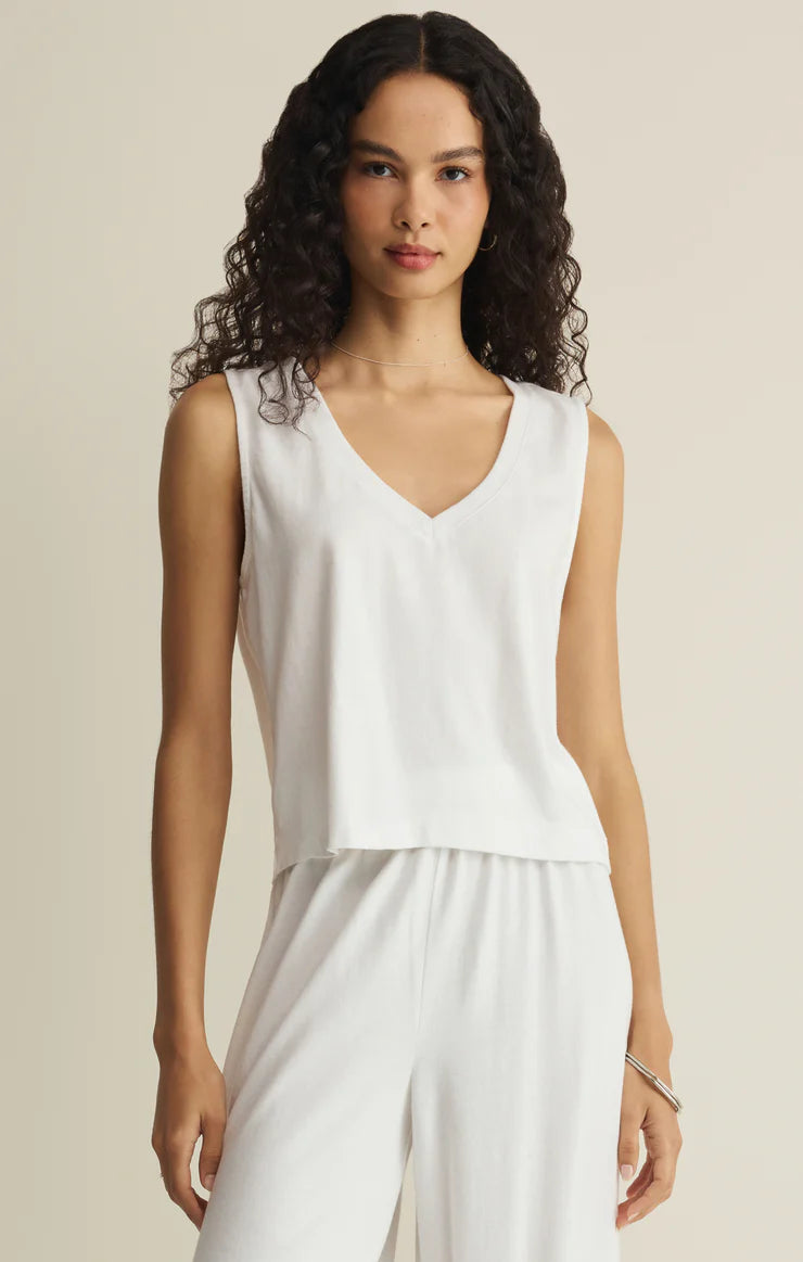 Sloane V Neck Tank - White