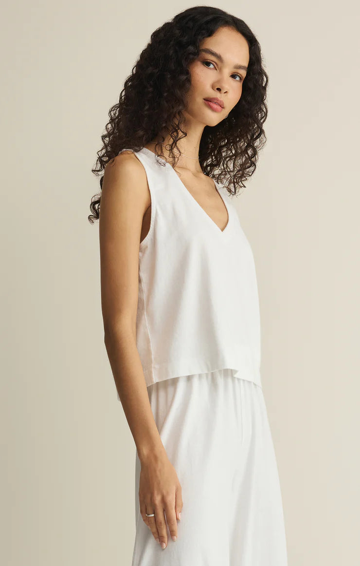 Sloane V Neck Tank - White