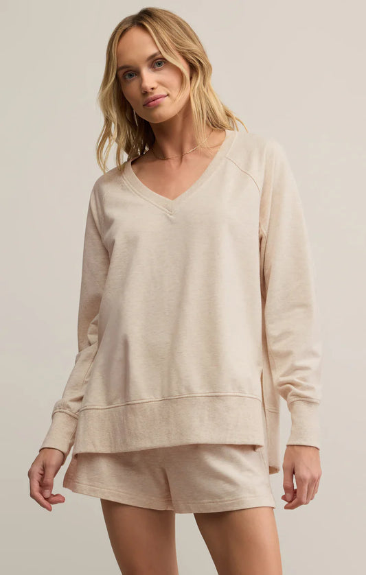 V Neck Weekender - Light Heatherd Oatmeal