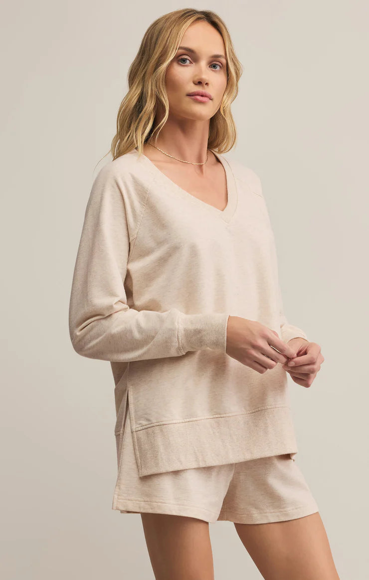 V Neck Weekender - Light Heatherd Oatmeal