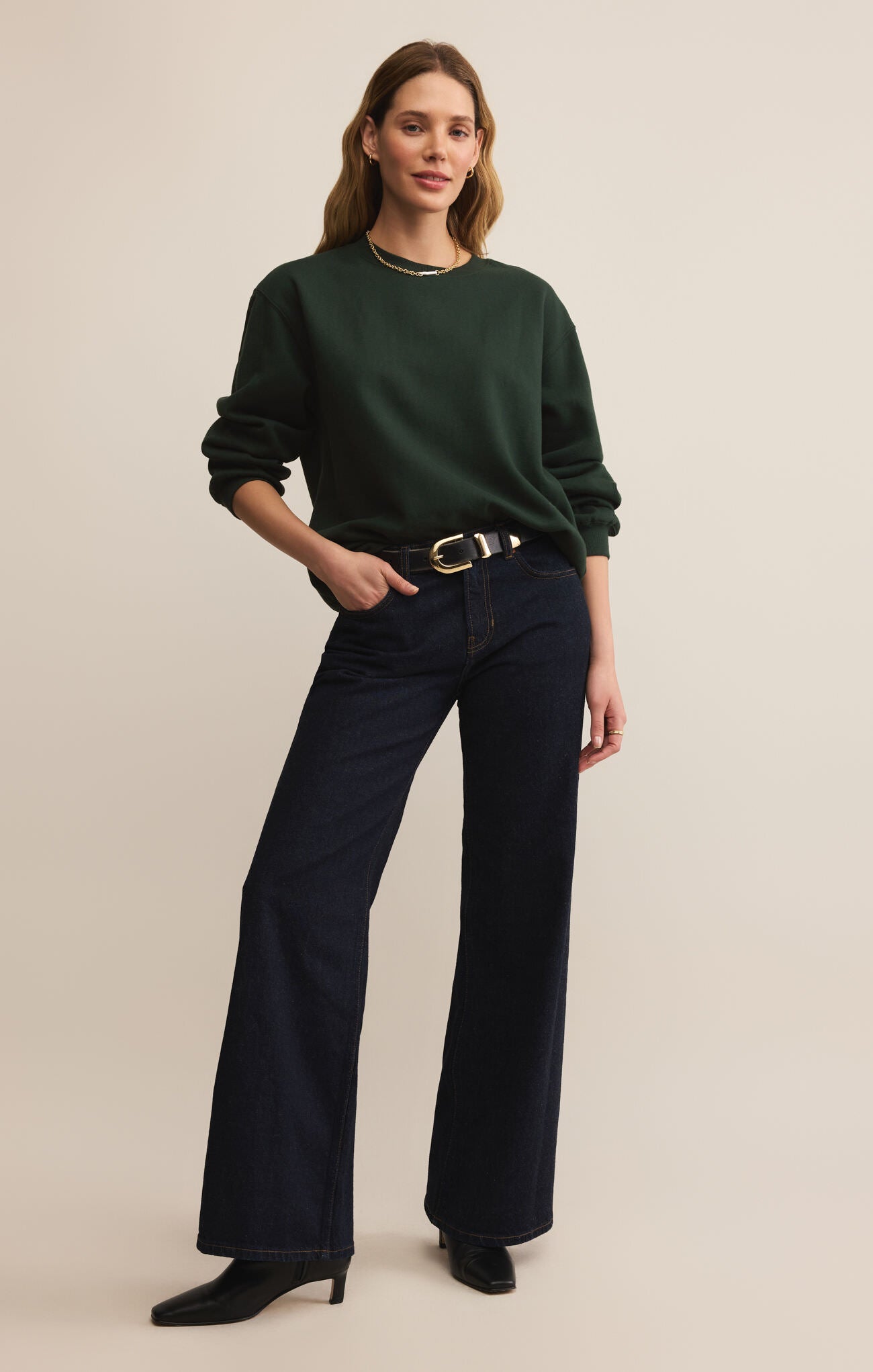 Boyfriend Sweatshirt - Green Garland