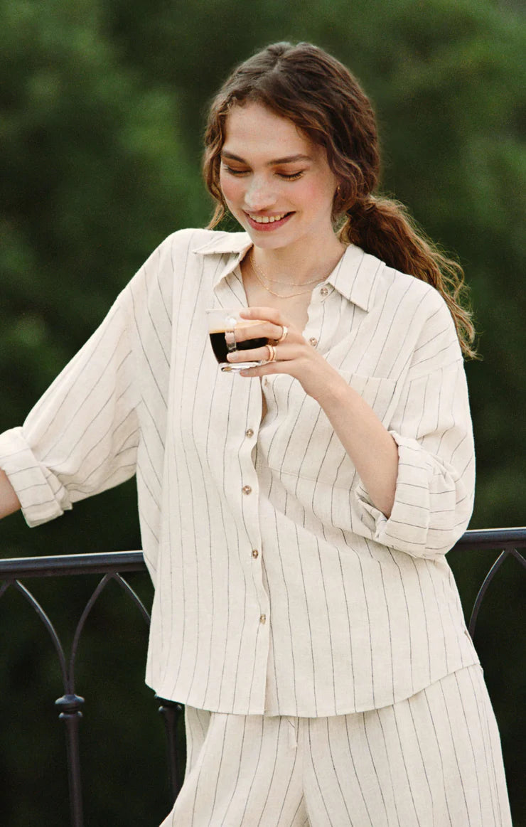 Alfie Striped Z Supply Linen Button Up