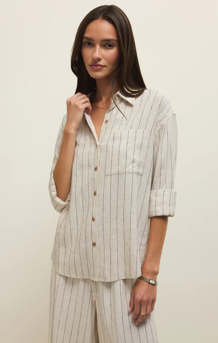 Alfie Striped Z Supply Linen Button Up