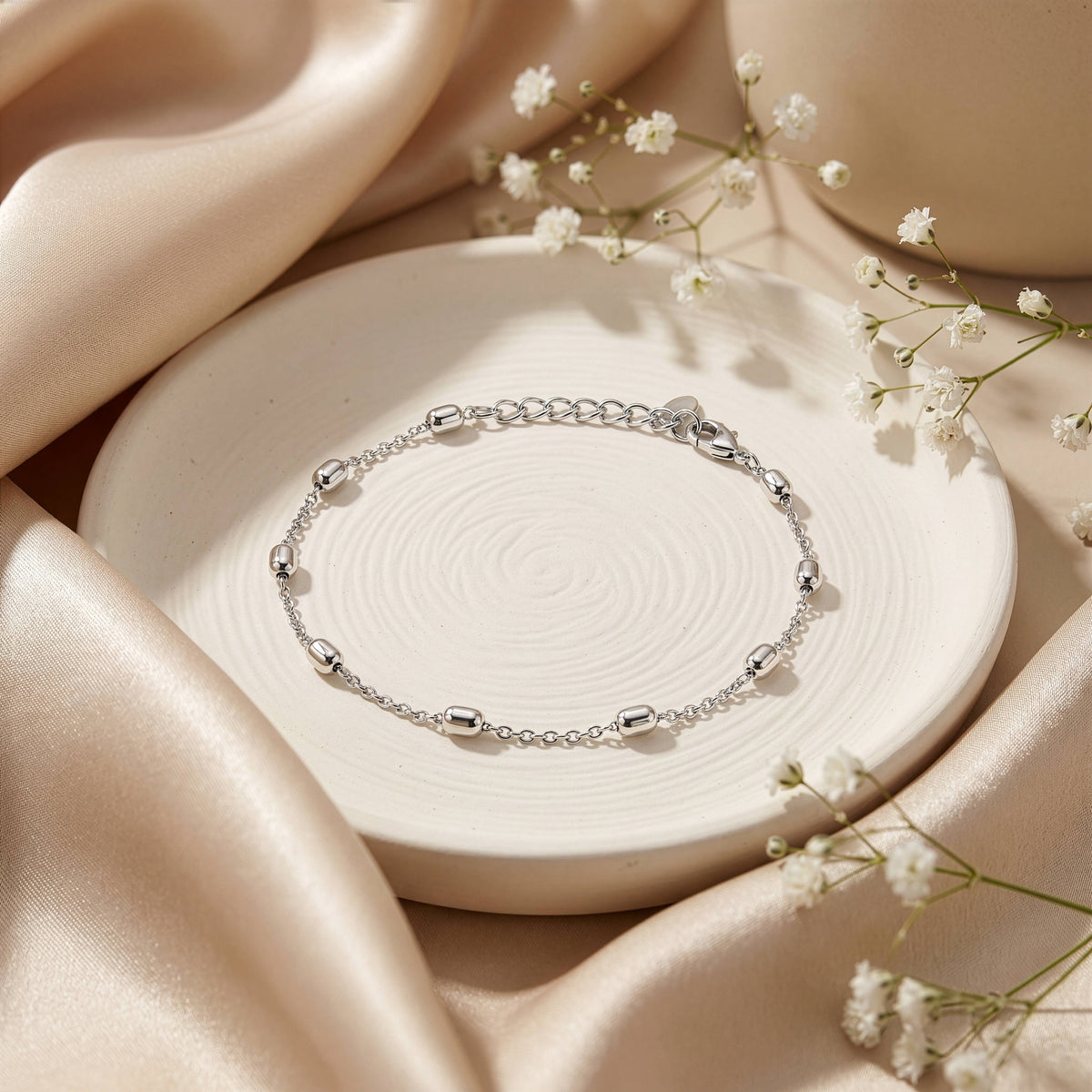 Rice Bead Bracelet - Silver
