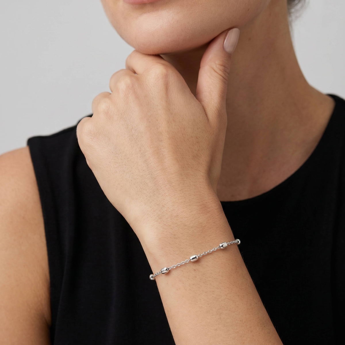 Rice Bead Bracelet - Silver