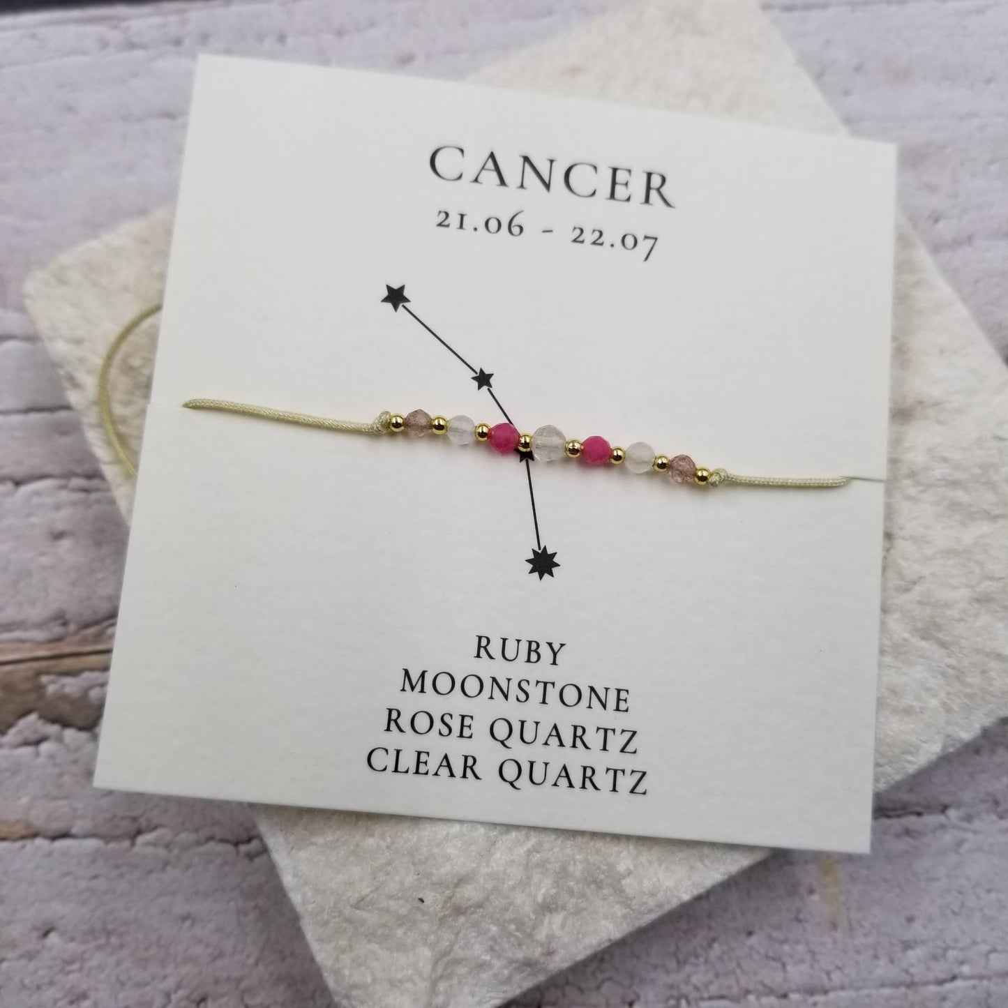 CANCER Constellation Natural Stone Bead Friendship Bracelet: