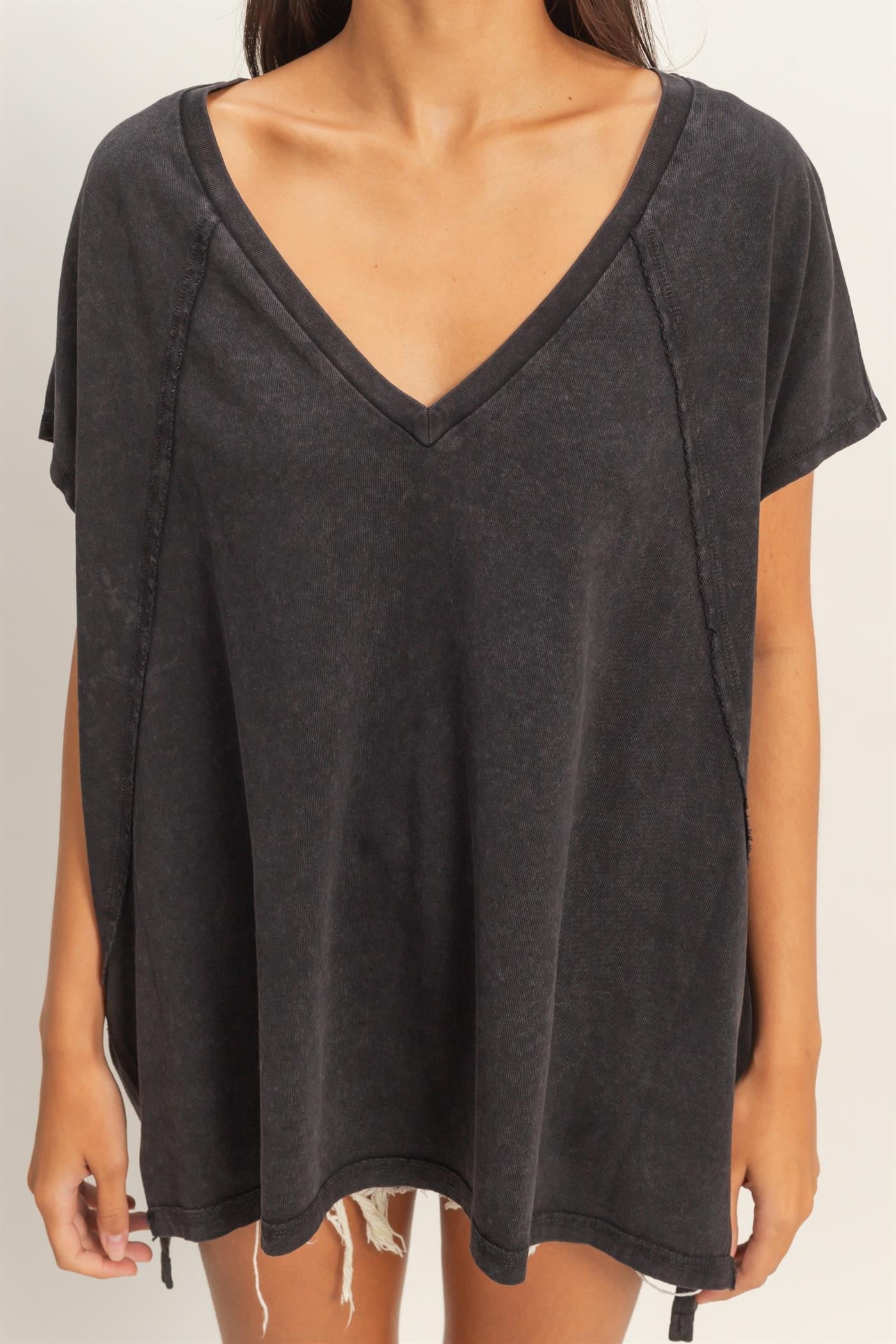 Jemma Short Sleeve Oversized Tee - Black