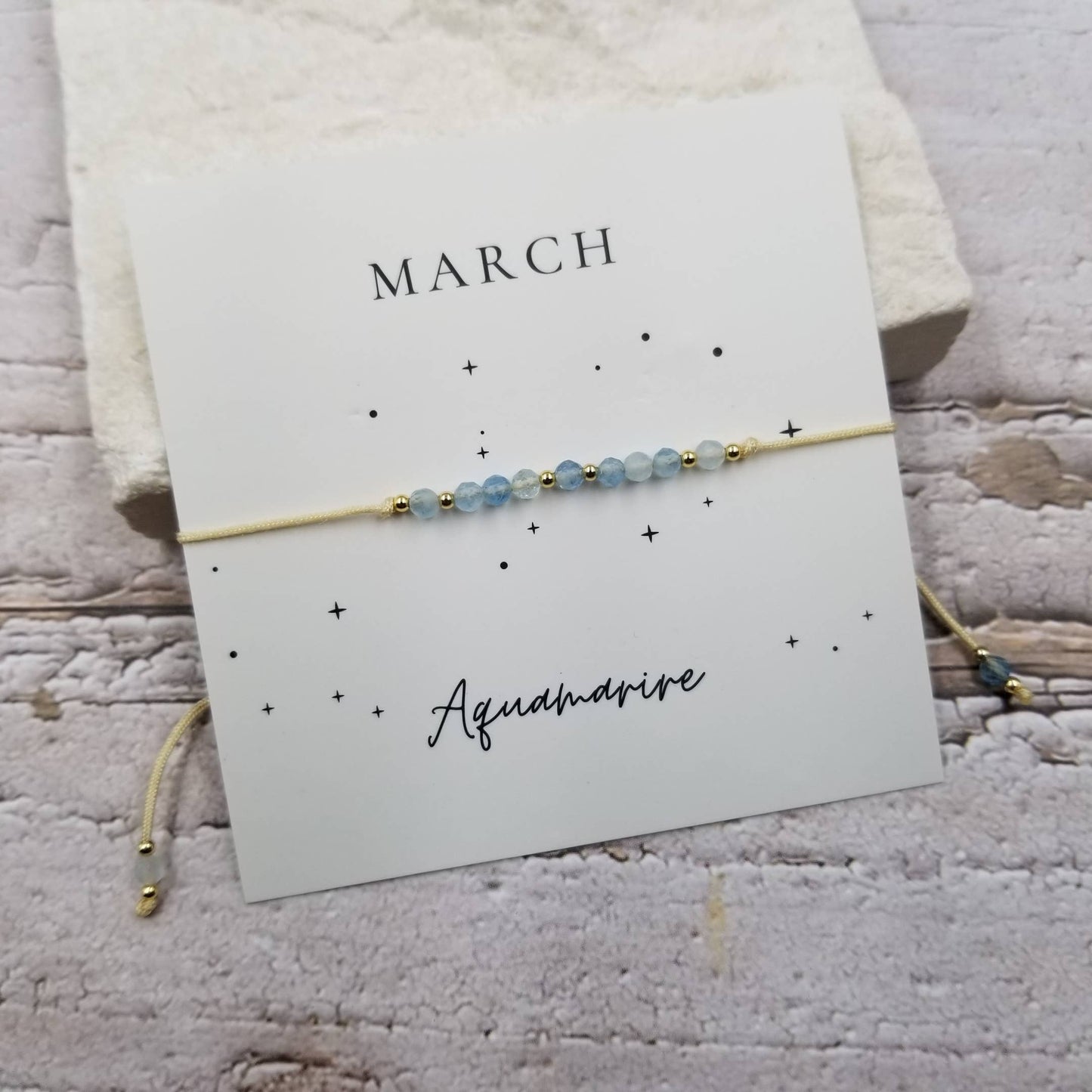 MARCH Handmade Crystal & Copper Bead Birthday Month Bracelet