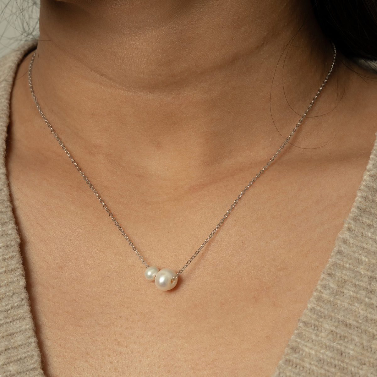 Freshwater Pearl Necklace - Silver