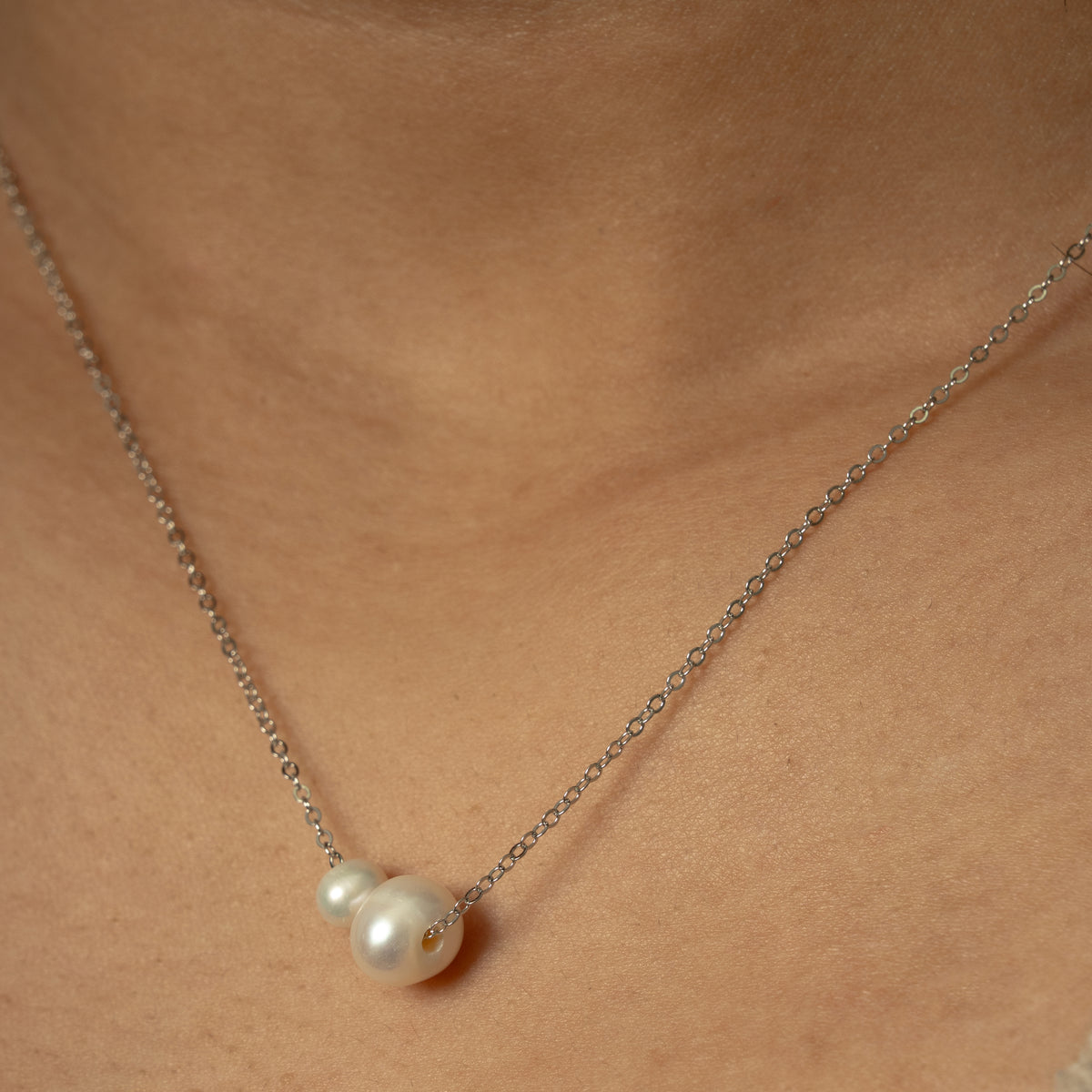 Freshwater Pearl Necklace - Silver