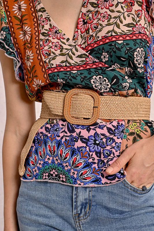 Wide Braid Belt - Natural