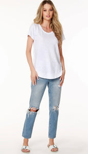 White Curved Hem Tee