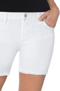 Vickie Bright White Fray Hem Shorts