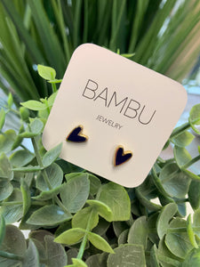Amour Gold Navy Earrings